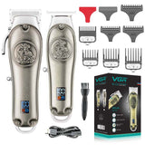 Professional full metal hair clipper rechargeable electric beard hair trimmer for men machine adjustable haircut barber cordless