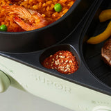 220V Household Electric Hotpot Cooker Multi Cooker Non-stick Hot Pot Meat Grill 2 In 1 Frying Pan Fast Heating