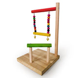 Parrot Swing Hanging Bell Wooden Toy Bird Perch Bracket Bar Beads Pet Cage Decoration Colorful Toys