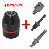 4pcs/set Mini Drill Chucks 1/2-20UNF 1.5~13mm Keyless Chucks Hex Shank/SDS/Socket Square Female Adaptor Hardware Hand Drill Bits