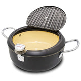 Deep Fryer Pot,Stainless Steel With Temperature Control And Lid Japanese Style Tempura Fryer Pan Uncoated Frye
