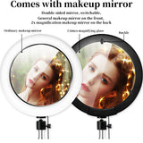 LED Ring Light with Tripod Stand With Makeup Mirror Ring Lamp Selfie Stick Studio Photography Lights For Video Live YouTube