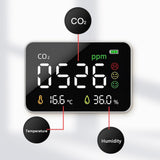 Portable Air Quality Monitor Temperature Humidity Tester CO2 Detector Classrooms Restaurants CO2 Monitor Air Quality Detector