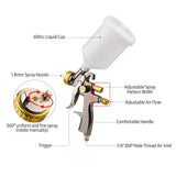 LVLP 1.8mm Air Spray Gun 600cc Fluid Cup Gravity Feed Air Paint Sprayer 360-degree Paint Spraying Gun for Car Repair Furniture