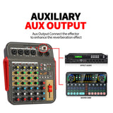 4-channel Mixer Aux Effec Mixer with XLR Output DJ Mix 48V Phantom Power for Professional Studios and Music Lovers