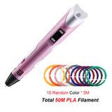 DIY 3D Pen 3D Printing Pen Printer Pen Graffiti 3D Drawing Pen Stift PLA Filament For Kids Child Educational Toys Birthday Gifts