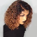 Small curly wig ladies gradient color short curly hair chemical fiber headgear wig