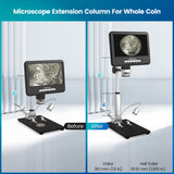 24M Digital Microscope with 7 Inch Adjustable 3X Digital Magnification Photo Video 3D Effect Microscope with Remotes Control