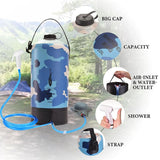 10 Liters Large Capacity Inflatable Shower Bag with Foot Pump Portable Bath Water Bag Outdoor Travel Camping Beach Car Wash Tool