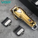 VGR professional all metal barber hair trimmer for men electric beard hair clipper rechargeable hair cutting machine Lithium