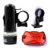 Waterproof Bike Bicycle Lights 5 LED Bike Bicycle Front Head Light + 5 LED Safety Rear Flashlight Torch Lamp Headlight