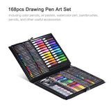 168pcs Drawing Pen Art Set Kit Painting Sketching Color Pencils Crayon Oil Pastel Water Color Glue with Case for Children Kids