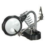 LED Light Soldering Iron Stand Holder Station Clamp Clip Helping Hands Magnifying Glass Magnifier Repair Power Tool Accessory