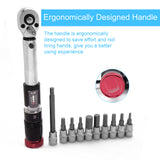 11PCS 4-20Nm Preset Torque Wrench Bits Set Adjustable Torque Wrench Scale Reading Window for Household Bicycle Car Repairing