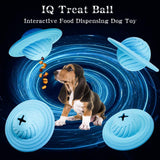 Upgraded Dog Treat Ball Toy IQ Interactive Food Dispensing Puzzle Feeder Ball Natural Rubber Puppy Toys Tooth Cleaning (UFO)