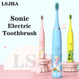 Sonic Children's Electric Toothbrush 3 To 12 Years Old Teeth Cleaning Care Oral Bacteria 6 Replacement Brush Heads USB Charging