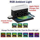 6In1 Multi Wireless Charger For Iphone 13 12 11 XS Pro Max RGB Night Light Alarm Clock Charging Staion For Apple