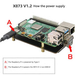 X873 V1.2 NVME M.2 SSD Expansion Board+X735 V2.5 Power Management&PWM Cooling Fan Board for Raspberry Pi 4B