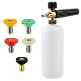 Snow Foam Lance Auto Pressure Washer Jet Quick Release Foam Sprayer with 1/4'' Inch Quick Connector &amp; 5 Washer Nozzle Tips