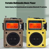 Upgraded Full Band Radio Portable FM/MW/SW/WB Radio Receiver Bluetooth 5.0 Speaker TF Music Player Support Alarm Clock Lock