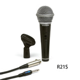 Samson R21S Dynamic Cardioid Handheld Microphone with XLR to 1/4" Mic Cable and Mic Clip