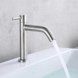 1PC Basin Faucet 304 Stainless Steel Silver Single Cold Sink Faucet Bathroom Counter Basin Faucet Bath Tools Part