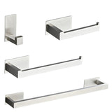 Stainless Steel Silver Bathroom Hardware Set Towel Rack Toilet Paper Holder Towel Bar Hook Bathroom Accessories Don't Drilling