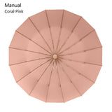 Vintage Umbrella 16 Bone Light Aluminum Alloy Rainy Solid Folding Windproof Large Umbrella Men Rain Women Gift Parasol