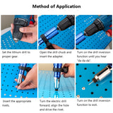 Rivet Gun Adapter for Electric Drill Cordless Riveting Tool with Wrench 100pcs Rivet Detachable 3/32'' 1/8'' 5/32'' 3/16'' Rivet