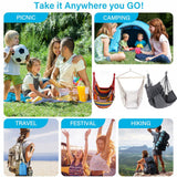 Portable Canvas Hammock Travelling Outdoor Picnic Wooden Swing Chair Camping Hanging Bed Garden Furniture with Backpack