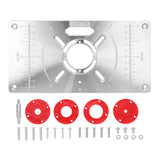 Router Table Insert Plate aluminum alloy Trimming Machine  With Clear Scale Engraving Flip Board with 4 Rings for Woodworking