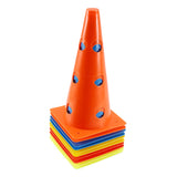 12 Inch Color Perforated Plastic Cone 10 Pack Set - Football, Football, Basketball, Agile Drill Training Venue Mark With Storage
