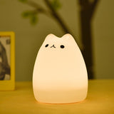 Cute Silicone LED Night Lamp USB Rechargeable Children Night Light 7-Color Breathing Modes Touch Sensor Control Night Lamp