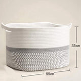 Storage Basket Cotton Rope Woven Storage Basket Organizing Basket Portable Large Storage Basket Household Goods, 55X35CM