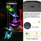 Butterfly LED Colour Changing Solar Wind Chimes Light,Outdoors Garden Tree Terrace Hanging Garden Light Home Decoration