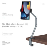 360 Degree Long Arm Tablet Stand Three Shaft Design Multi Angle Adjustable Tablet Support Desktop Aluminum Phone Clip Holder
