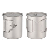 Lixada 450ml/550ml Titanium Water Cup with Lid Coffee Cup Mug Tea Cup Camping Mug for Camping Hiking Backpacking Picnic