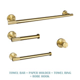 Golden Towel Rack Towel Bar Ring Brushed Gold Hardware Set Robe Coat Hook Toilet Tissue Paper Holder Bathroom Accessories Kit