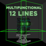 Multifunctional 3D 12 Lines Laser Level Tool Horizontal and Vertical Cross Lines Self-leveling Laser Level 360 + Extension Bar