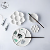 Round Flower Ceramic Palette For Watercolor Gouache Painting Plum Flower Palette Art Supplies