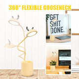 Cute Desk Lamp with USB Charging Port, Contact Control Eye-Caring Desk Lamp with Pencil Holder for Desk Table Bedroom
