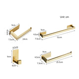 Self Adhesive Bathroom Towel Rack Brush Gold Roll Holder Robe Hooks Wall Haning Stainless Steel Bathroom Hardware Accessories