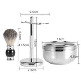 Professional 3 In 1 Shaving Brush + Shaving Soap Bowl + Shaving Stand Holder Hair Removal Beard Brush Men's Shaving Tool Kit