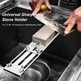Adjustable Over Sink Sharpening Stone Holder Retractable Non-slip Whetstone Sink Bridge Fits 12.2in to 15.74in Kitchen Sink