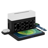 6In1 Multi Wireless Charger For Iphone 13 12 11 XS Pro Max RGB Night Light Alarm Clock Charging Staion For Apple