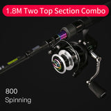 Kingdom KING II Spinning Rods Combo Casting Fishing Rod Reel Set 2 pc top section and 2 pc Power Lure Set Fishing Travel Rod
