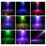 60 Patterns RGB Stage Lights Voice Control Music Led Disco Light Party Show Laser Projector Lights Effect Lamp with Controller
