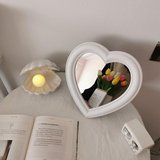 Pink Love Mirror Desktop Makeup Mirror Wall Mounted Dual-Use Vanity Mirror Girl Room Wall Decoration Heart-Shaped Hanging Mirror