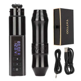 Cordless Rotary Tattoo Pen Aluminum Alloy Battery Power Supply Motor Microblading Tattoo Machine for Liner Shader Black