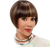 Wig female bob short straight hair mixed color chemical fiber wig headgear